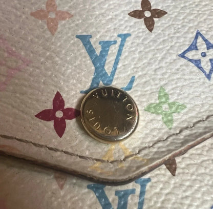Louis Vuitton Sarah Wallet – White Multicolor Monogram – Pink Interior with Zip