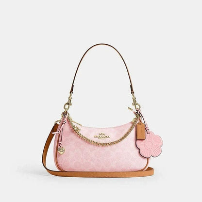 COACH Teri Shoulder Bag CEA20 – Gold / Powder Pink Signature with Charms – NWT 2026
