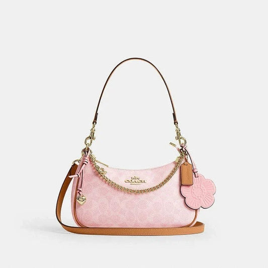 COACH Teri Shoulder Bag CEA20 – Gold / Powder Pink Signature with Charms – NWT 2026