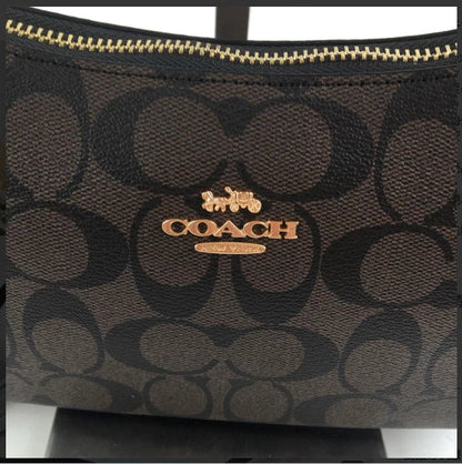 COACH Teri Shoulder Bag CA548 – Signature Coated Canvas Black/Brown – New