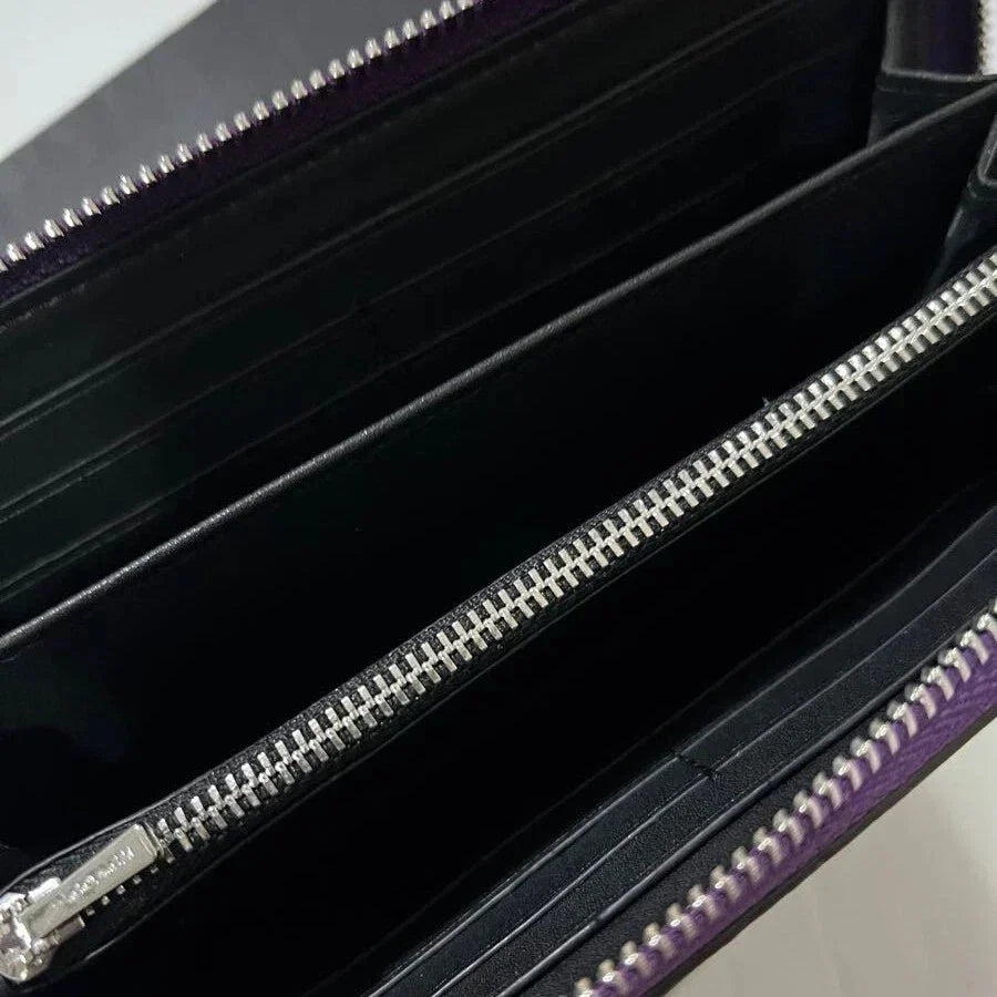 Coach Long Round Zip Wallet with Strap – Purple Signature C4452 – New