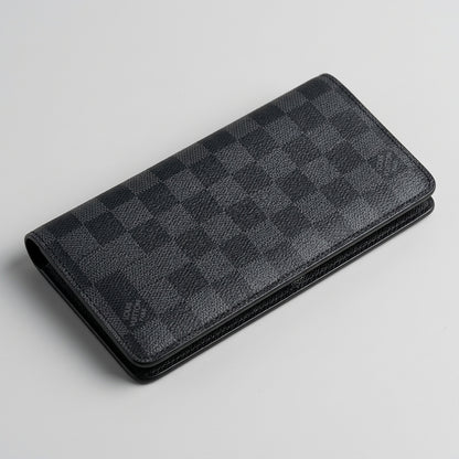 Louis Vuitton Brazza Wallet Damier Graphite flat exterior unboxed view