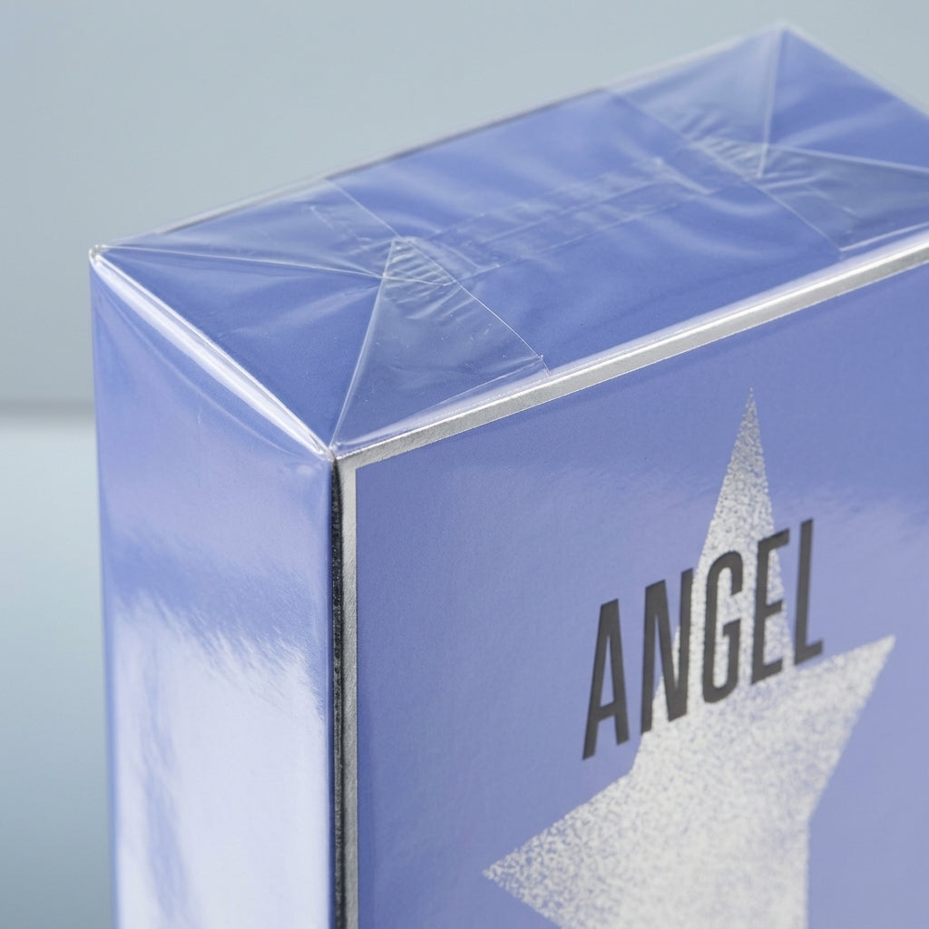 Mugler Angel Eau de Parfum retail box seal close-up