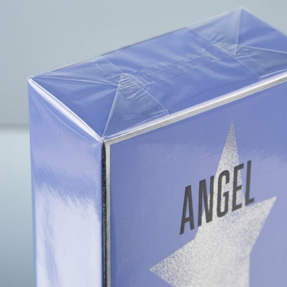 Mugler Angel Eau de Parfum retail box seal close-up